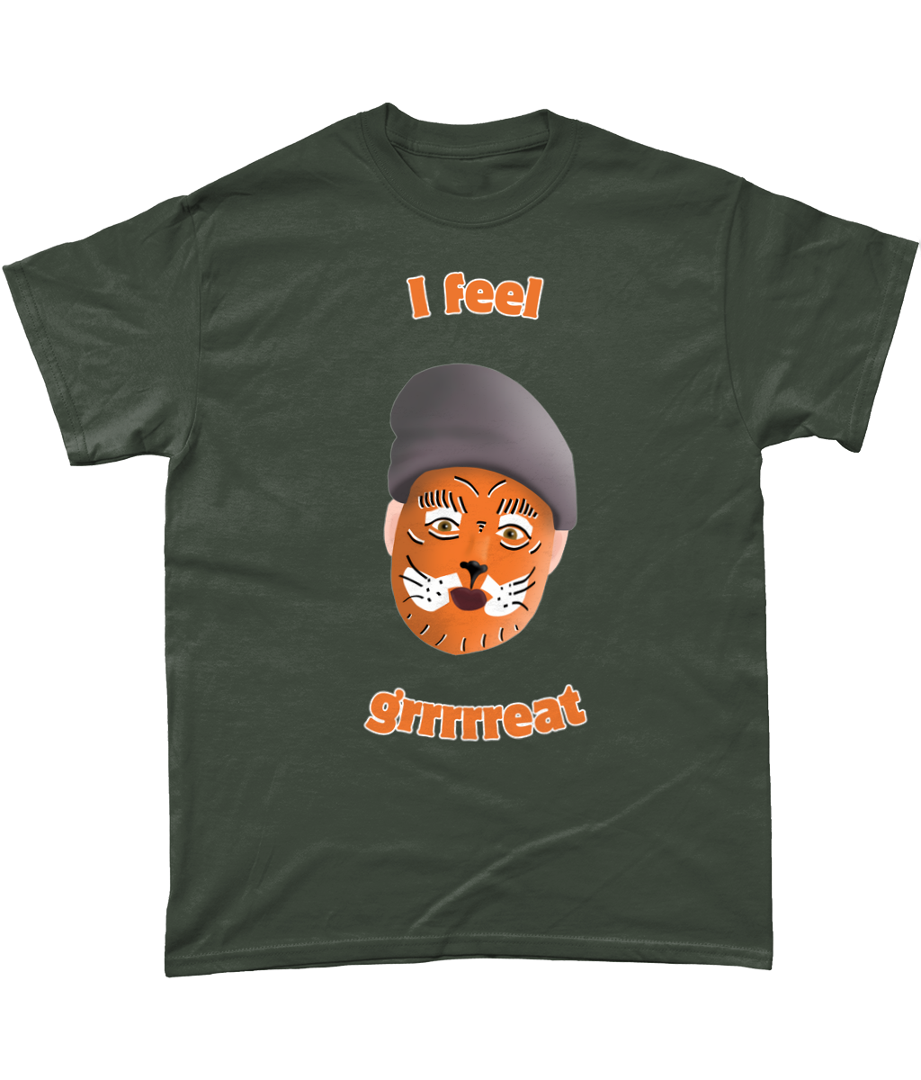 Young Kenny - Phoenix Nights Inspired T-Shirt - Tiger Facepaint - I Feel Grrrreat - Gildan Heavy Cotton
