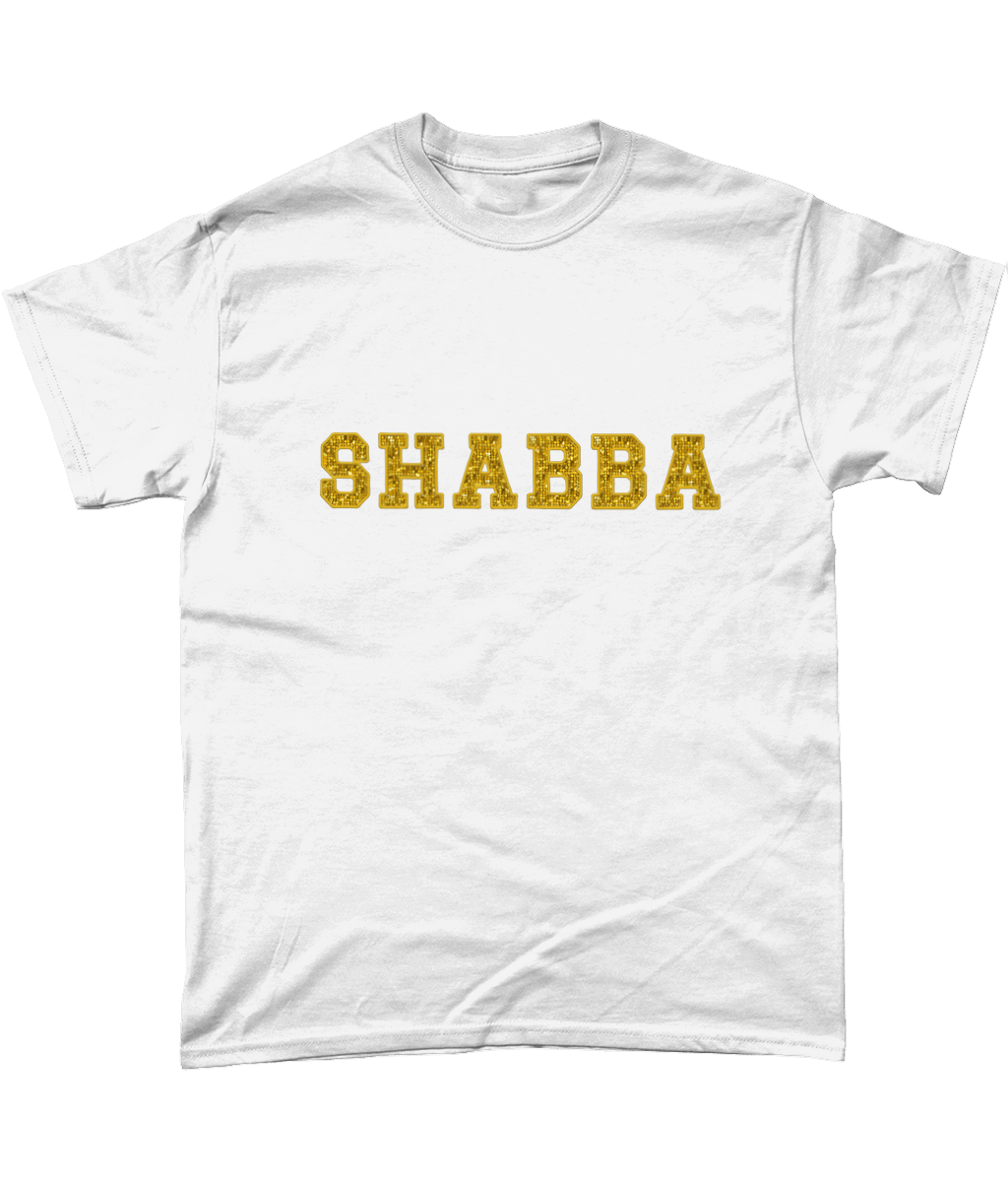 Shabba - Phoenix Nights Inspired Ray Von T-Shirt - Gold Sequin Style - Gildan Heavy Cotton