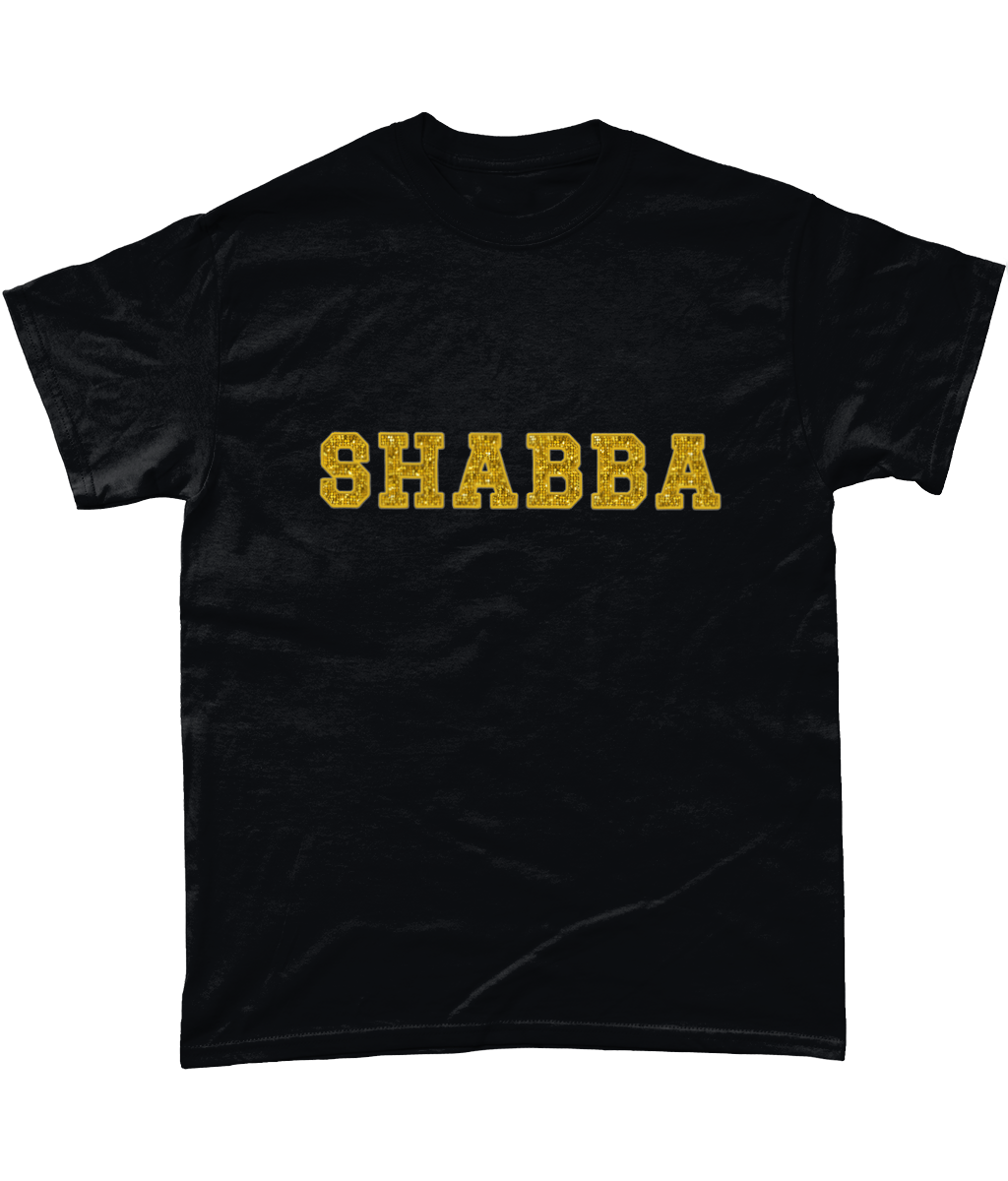Shabba - Phoenix Nights Inspired Ray Von T-Shirt - Gold Sequin Style - Gildan Heavy Cotton