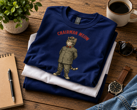 Chairman Meow Cat T-Shirt | Funny Political Cat Shirt | Vintage Cat Graphic Tee | Humorous Cat Lover Gift