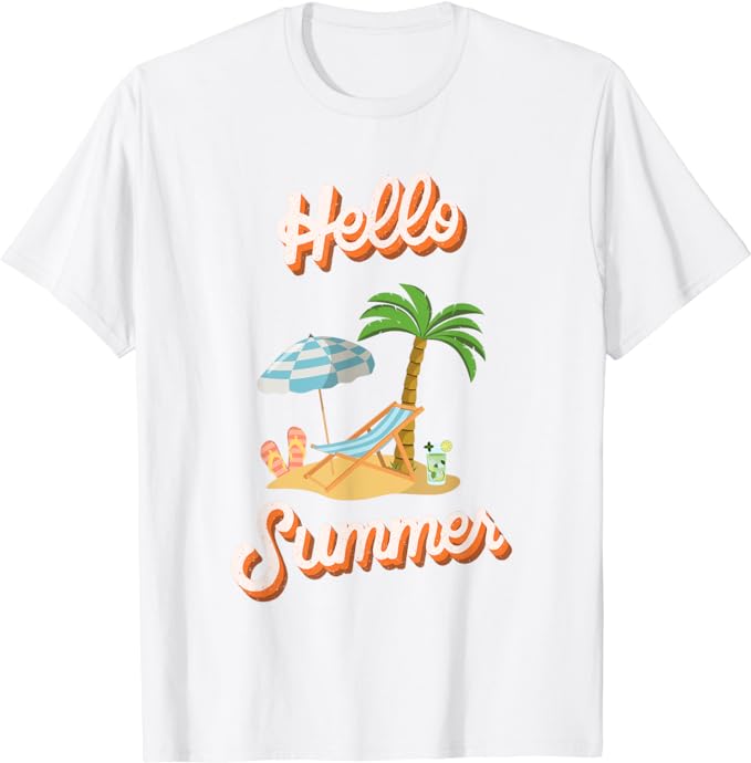 Hello Summer - Palm Tree Island - T-Shirt